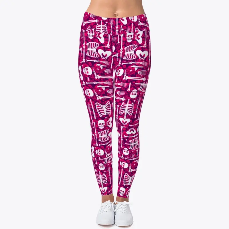 Pink and purple skeleton leggings 