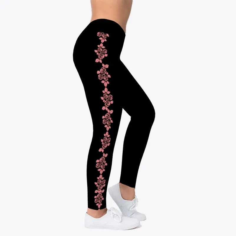 Pink Rose accent leggings